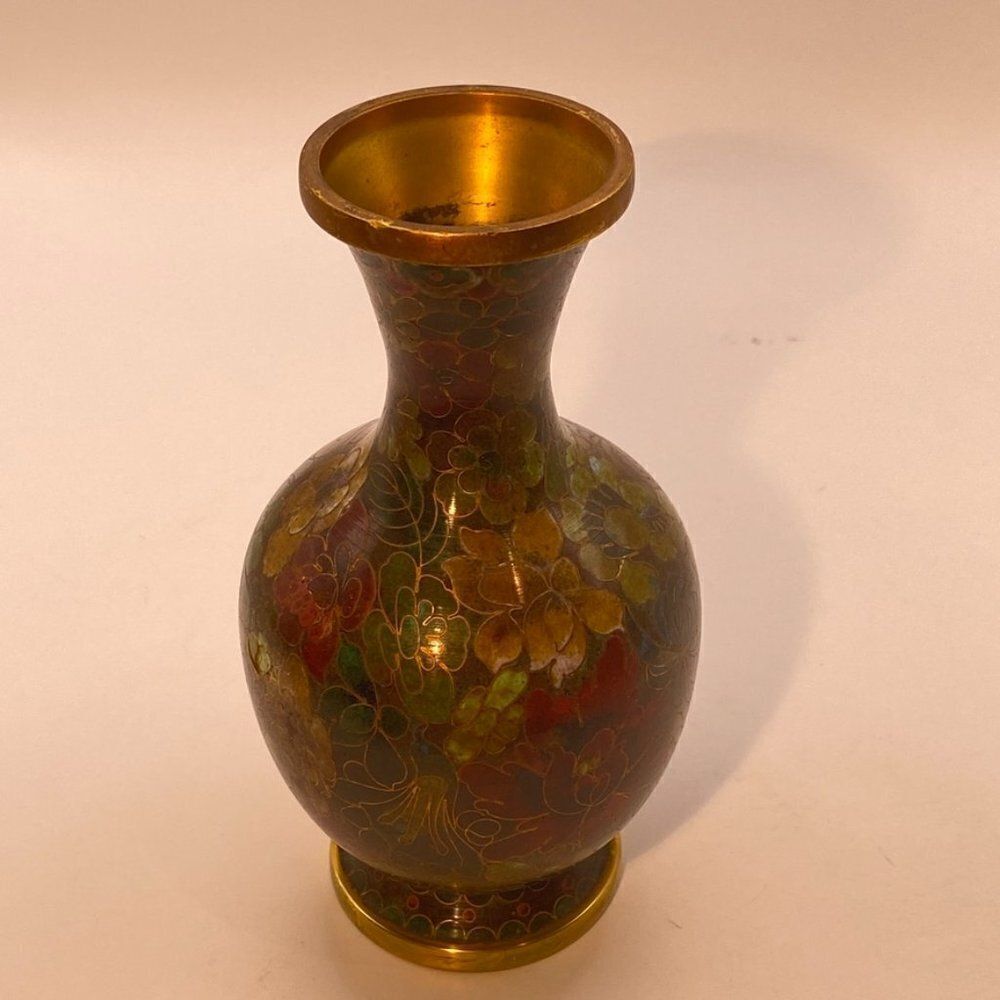 Antique Chinese Floral Cloisonne Enamel Vase - Picture 4 of 14